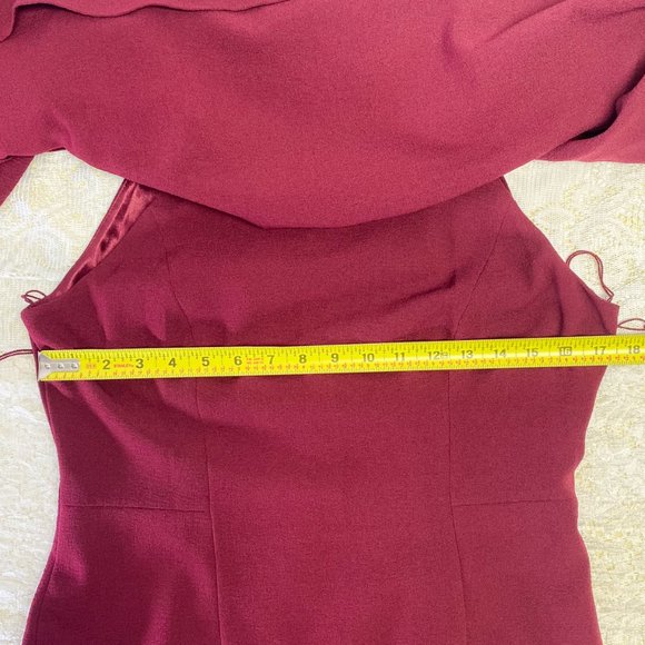 Adrianna Papell Women's Red Sexy Dress Cold Shoulder Sheath Crepe Black Cherry - Picture 11 of 15